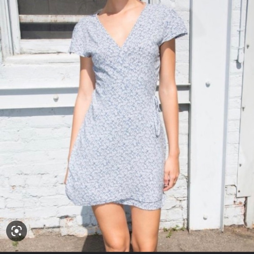 brandy Melville light blue floral wrap “Robbie” dress